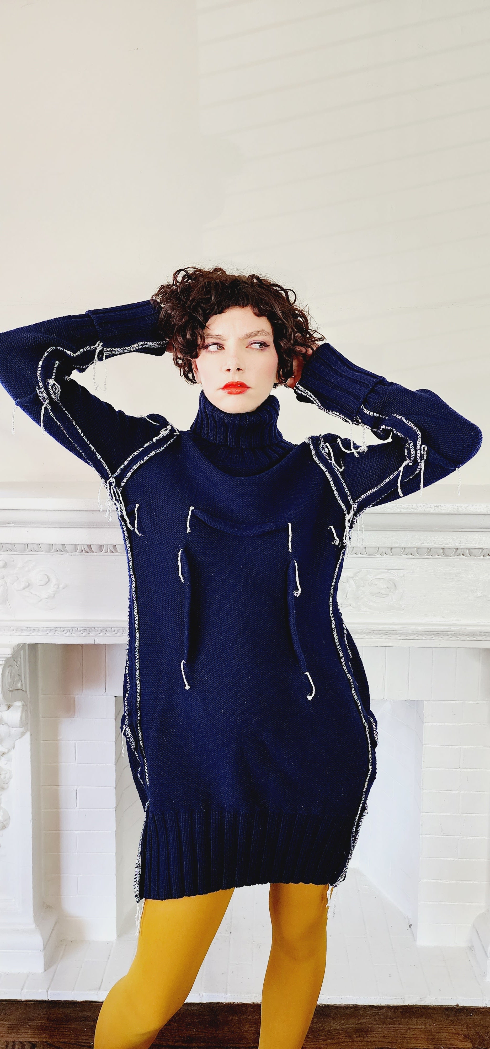 Maison Martin Margiela Navy Blue Darted Sweater Dress H&M NWT