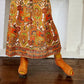 60s Wrap Style Maxi Skirt in Psychedelic Orange Paisley Print / M