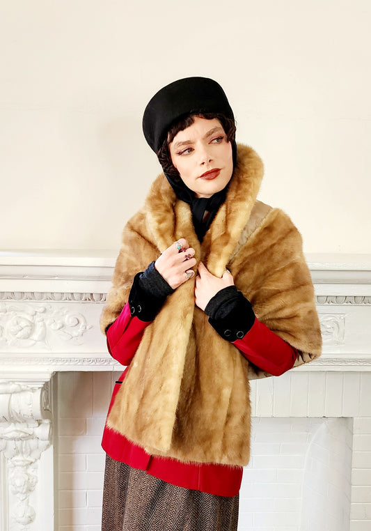 50s Blond Mink Fur Stole Wrap by JS Rich
