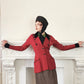 90s Karl Lagerfeld Blazer in Burgundy Red Wool & BLack Velvet 36/Small