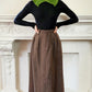 70s Ralph Lauren Wool Tweed Long Skirt in Brown, Small