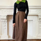 70s Ralph Lauren Wool Tweed Long Skirt in Brown, Small