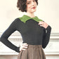 Vintage Dolce Gabbana Sweater in Black with Green Collar Y2k Era Medium