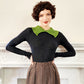 Vintage Dolce Gabbana Sweater in Black with Green Collar Y2k Era Medium