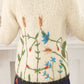 1960s Handknit Cardigan Cream Wool Blend Colorful Garden Flowers James Kenrob M