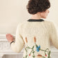 1960s Handknit Cardigan Cream Wool Blend Colorful Garden Flowers James Kenrob M