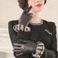 1940s Black Leather Gloves with Cut Outs for Balloon Wrist Jester Style