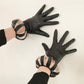 1940s Black Leather Gloves with Cut Outs for Balloon Wrist Jester Style