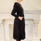 80s Laura Ashley Dress in Charcoal Gray Corduroy w/ Pinstripe Long Sleeves XS