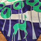 70s Scarf Modernist Print Gazelle in the Woods Green Navy Blue White J Guise Royale Paris