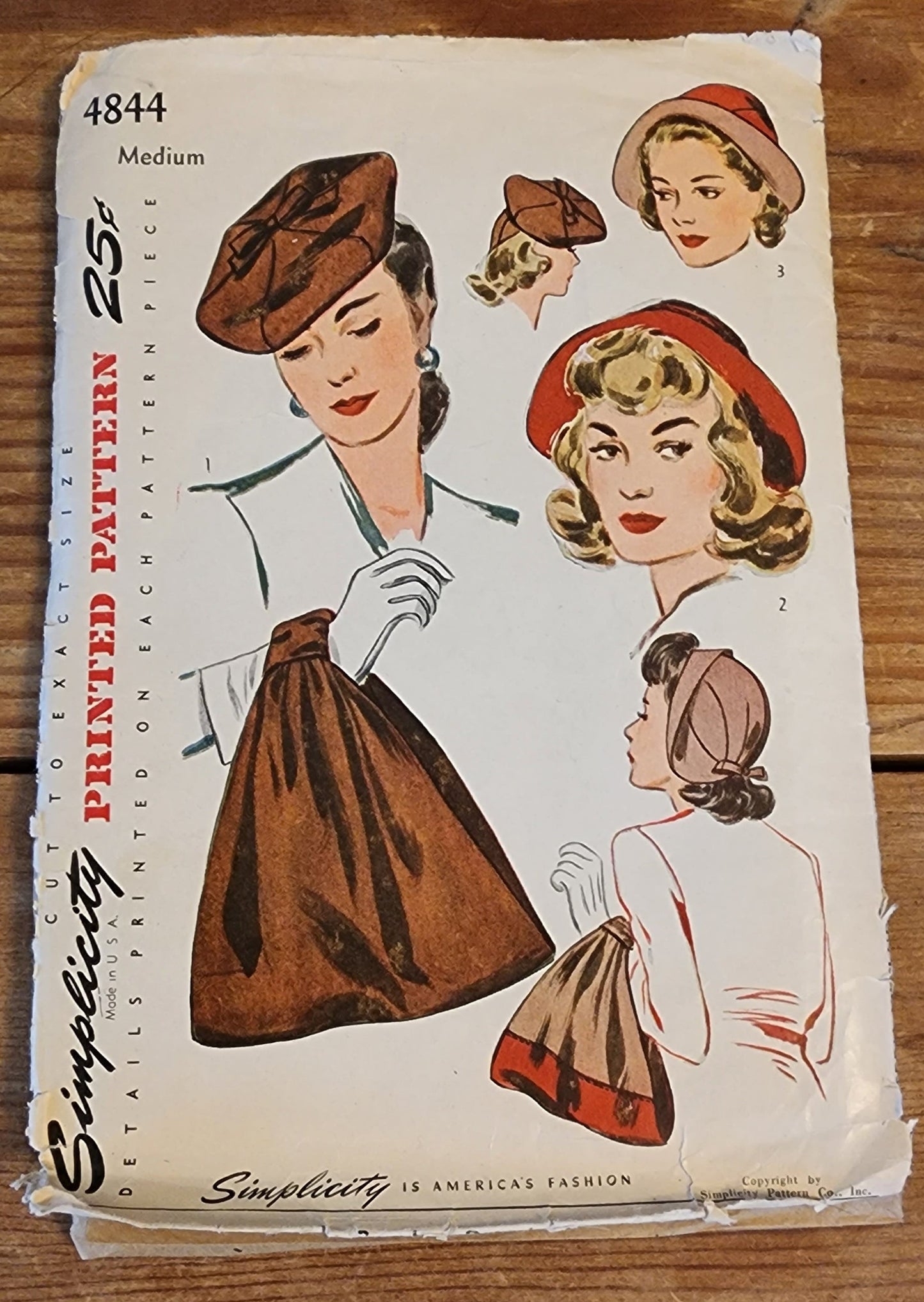 1940s Sewing Pattern 4844 by Simplicity for Hat and Bag