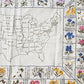 1970s United States Map Embroidered w/State Flowers, Sampler Vintage Textile