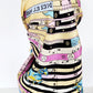 90s Silkprint Scarf w/Horoscope Chart Zodiac Design Yellow Blue Pink