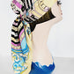 90s Silkprint Scarf w/Horoscope Chart Zodiac Design Yellow Blue Pink