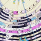 90s Silkprint Scarf w/Horoscope Chart Zodiac Design Yellow Blue Pink