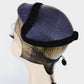 50s Navy Blue Straw Hat in the Close Style w/Velvet and Veil by Marshall Field