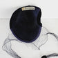 50s Navy Blue Straw Hat in the Close Style w/Velvet and Veil by Marshall Field