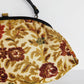 1960s Tapestry Bag Oversized Purse in Beige and Red Flowers