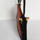 1970s Brown and Orange Leather Shoulder Bag with Lattice Woven Texture