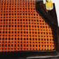 1970s Brown and Orange Leather Shoulder Bag with Lattice Woven Texture