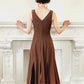 90s Dress Suit by Wild rose in Brown Rayon / Romantic Blazer & Sleeveless Dress Ensemble / M