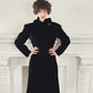 1930s Black Velvet Opera Coat Maxi Length Ruffled Collar / 30s Evening Wm Taylor & Sons M to L / Duteille