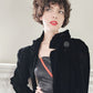 1930s Black Velvet Opera Coat Maxi Length Ruffled Collar / 30s Evening Wm Taylor & Sons M to L / Duteille