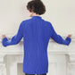 1980s Issey Miyake Hip Length Jacket in Pleated Blue Silk