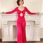 70s Fuschia Pink Disco Jumpsuit in Polyester Satin, Long Sleeves & Bell Bottoms / S