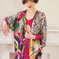 Colorful Silk Print Duster / Psychedelic Robe by Christian Fischbacher  Christian Fischbacher / One Size