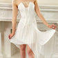 White Corset Lace Dress Asymmetrical Hem / Strapless Party Dress