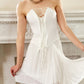 White Corset Lace Dress Asymmetrical Hem / Strapless Party Dress