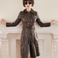 70s Brown Leather Trench Coat w/ Accent Seams & Matching Belt / S
