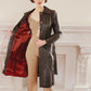 70s Brown Leather Trench Coat w/ Accent Seams & Matching Belt / S