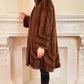 90s Brown Mink Fur Stroller Coat, Hooded & Swing Style / S