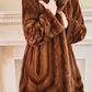90s Brown Mink Fur Stroller Coat, Hooded & Swing Style / S