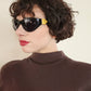 1990s Versace Sunglasses Medusa Head Goldwork + Case / 90s Black Gianni Versace Designer Shades / Donna