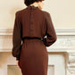 80s Valentino Boutique Day Dress in Two-Toned Brown, Long Sleeves