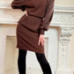 80s Valentino Boutique Day Dress in Two-Toned Brown, Long Sleeves
