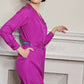70s Diane Von Furstenberg Dress in Purple Silk w/Blue Trim & Matching Sash Belt / M