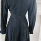 40s 50s Gray Wool Princess Coat w/Shawl Collar & Double Breasted Closure / Small