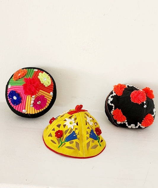 Handmade 1940s Childrens Hats German Bavarian Folk Costumes Lot of Three