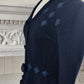 30s Navy Blue Handknit Cardigan with Diamond Panels / Medium