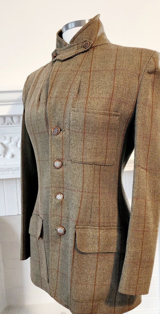 80s Brown Plaid Wool Blazer by Country Shop  / S M