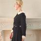 60s Black Mod Dress with White Collar and Cuffs & Pleated Skirt Wednesday Adams Style / S