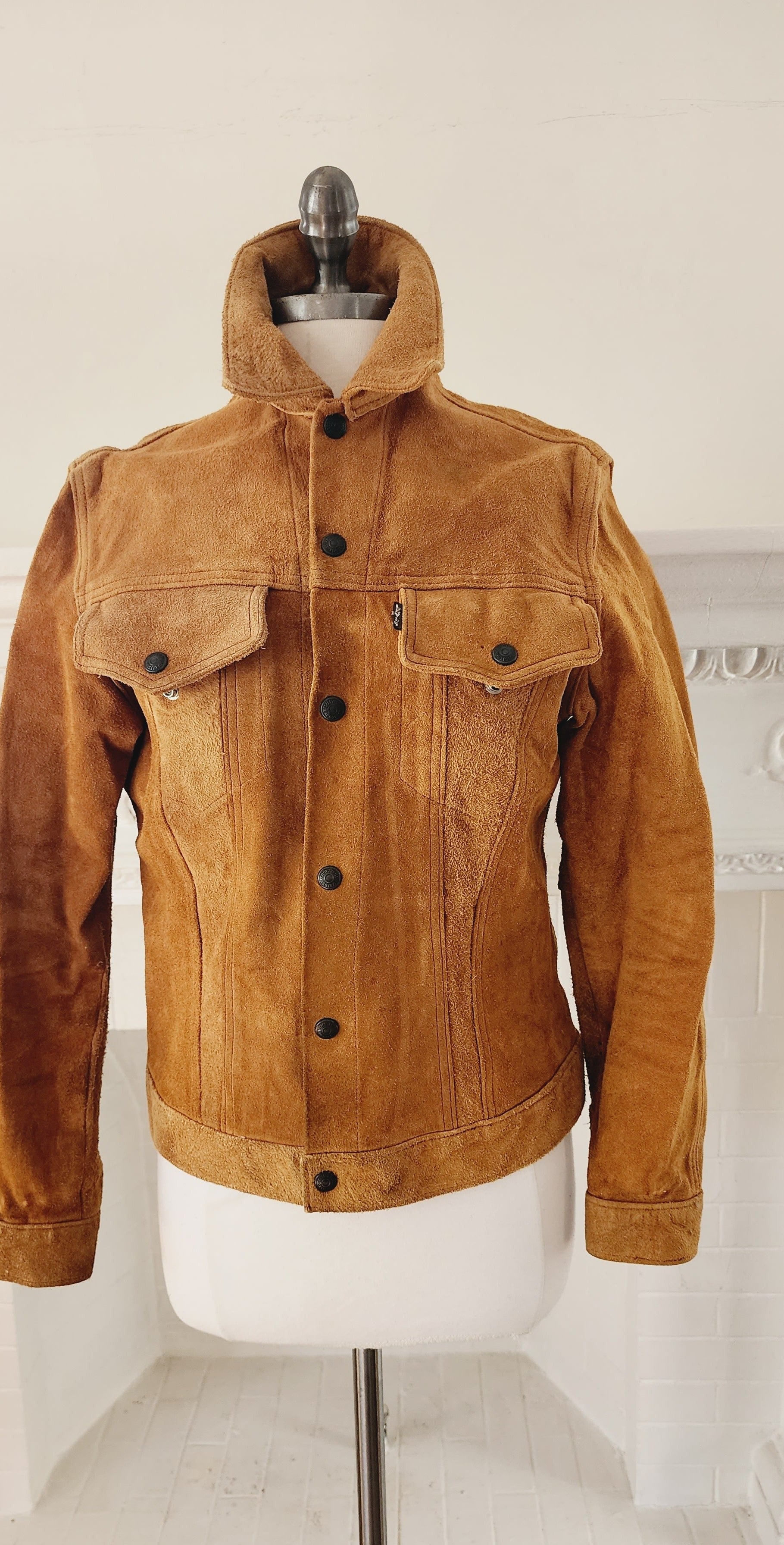 60s Levi's Big E Suede Leather Trucker Jacket Western Motorcycle Rocker