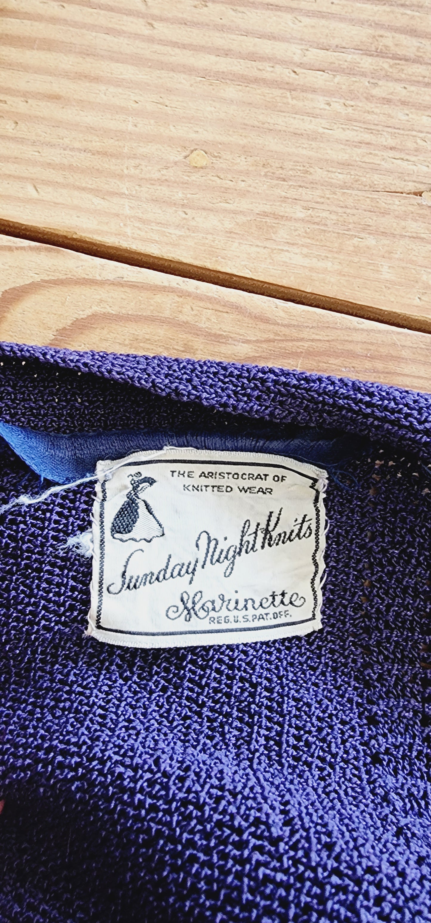 1930s Navy Blue Handknit Cardigan Sunday Night Knits by Marinette / S