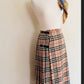 1970s Burberry Skirt Signature Plaid Wrap Around Kilt Archive Beige / 70s Designer British Tartan House Check Pleated Midi Skirt / M
