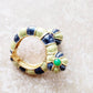 1960s Kenneth Jay Lane Hinged Bracelet Worm Slug Creature / 60s Designer Cuff Blue Green Enamel Fantasy Whimsical Insect Animal / Glaris