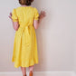 1960s Yellow Peasant Dress Girl's Teen Chinese Rose Brand / 60s Short Puffed Sleeves Dress Embroidery Smocking Cottagecore / Jessika